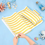 M METERXITY Beach Sling Chair Replacement Canvas, 16x44.5 Inch Folding Lounge Chair Fabric with Pillow for Beach/Sunbathing/Courtyard/Garden [Pinstripe Yellow, Only Replacement]