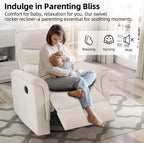 INZOY Swivel Rocker Recliner, Nursery Glider Chair, Manual Chairs Swivel Glider Recliners with Soft Backrest, Fabric Manual Reclining Sofa for Living Room Bedroom Apartment, Beige