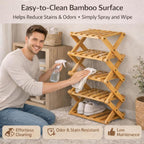 GDSAFS 2-9 Tier Bamboo Shoe Rack, 2026 New Sturdy Foldable Shoe Organizer, High-Capacity No-Assembly Vertical Storage with Anti-Slip Base for Hallway, Bedroom, Corner, Kids' Room (Yellow,9 Layers)