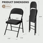 SEALAMB 16 Pack Folding Chairs with Cushion Seat, Heavy Duty Metal Frame Portable Stackable Chairs for Wedding Party Office School Church Events, Indoor Outdoor Use, 350 lb Capacity, Black