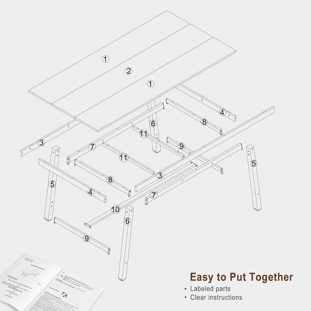 71”Industrial Multi-Functional Table, Large Wood Top with Sturdy Steel Frame, Seats 6-8 As Dining Table or Long Writing Desk, Spacious Office Desk for Home, Kitchen, Family Gatherings