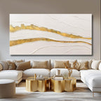 VAYIMDH Canvas Abstract Art White Large Wall Decorations for Living Room Gold Foil Abstract Wall Hanging Oil Painting for Office 29"x 58" Home Decor