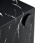 W15.7'' Modern Wood Square Side Table End Table for Living Room, No Assemble, Faux Marble Surface, Marble Black(ø15.7'' x 15.7'')