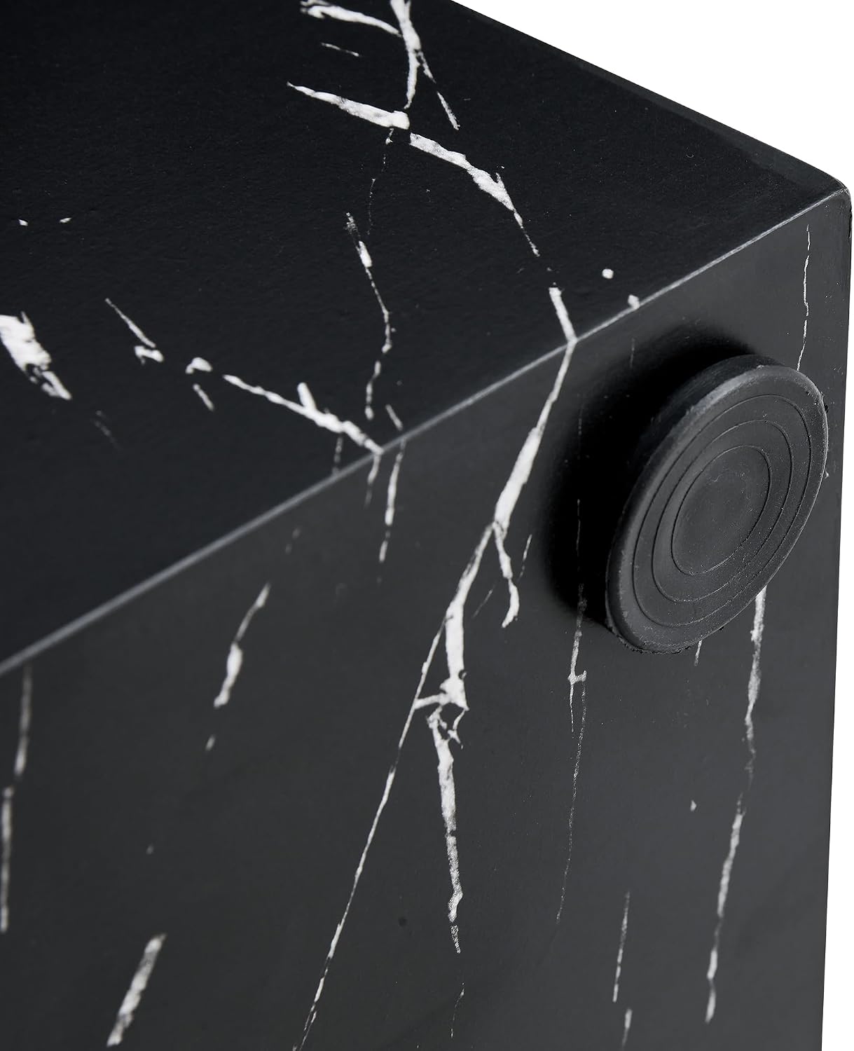 W15.7'' Modern Wood Square Side Table End Table for Living Room, No Assemble, Faux Marble Surface, Marble Black(ø15.7'' x 15.7'')