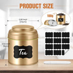 TRISCO 6PCS Tea Tin with Airtight Double Lids for Loose Leaf Tea Storage | 8 Fl Oz Capacity,Kitchen Small Tin Can Tea Canisters,for Loose Tea Coffee Sugar Candy Spices,Holiday Gift,Gold