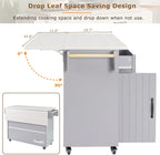 Ball & Cast Kitchen Island with Trash Can Storage Cabinet,Kitchen Cart W/Drop Leaf,Spice Rack,Towel Rack and Drawers,Rolling Kitchen Islands on Wheels W/Adjustable Shelf for Dining Room,Grey