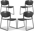Stacking Chairs Set of 4, Plastic Waiting Room Chair with Sled Base, Stackable Office Guest Reception Chairs No Wheels for Break Rooms and Conference Rooms Black