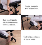 Saddle Chair Office Saddle Kneeling Chair, Adjustable Height Ergonomic Stool for Home, Relieve Pain Mobile Angled Posture Seat with Thick Cushion Pad