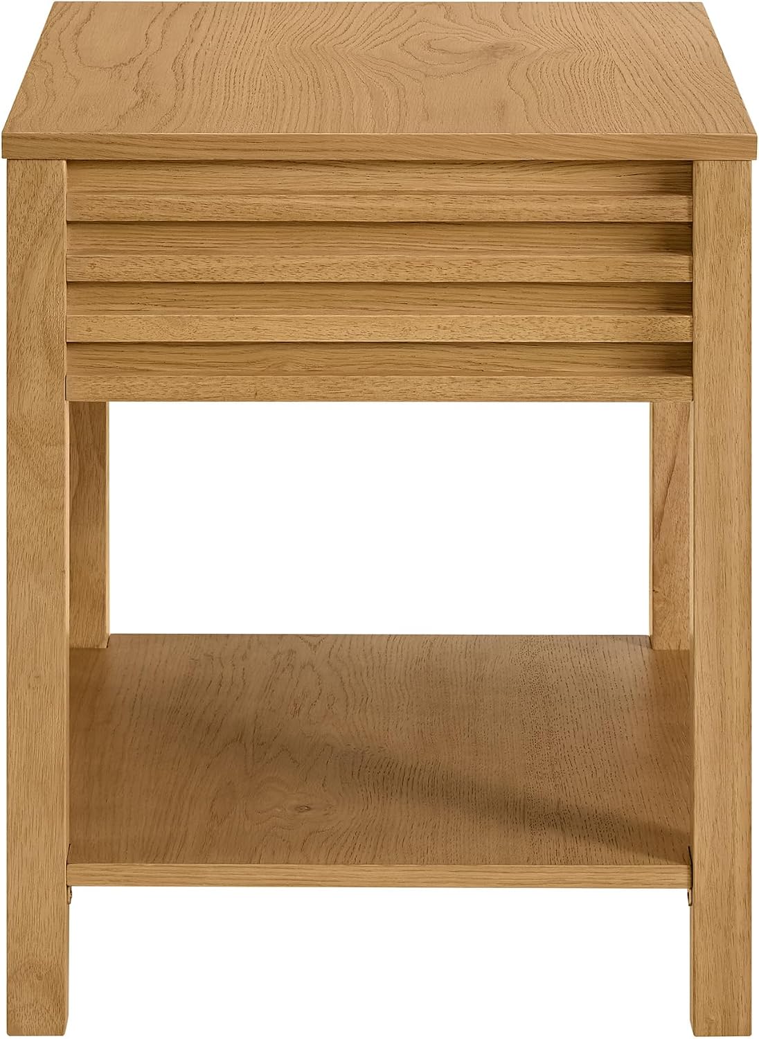 Martin Svensson Home Julian Genuine Oak Wood End Table, 20 Inch Square, Mid Century Modern Side Table with Drawer and Lower Shelf for Living Room, Light Oak Natural