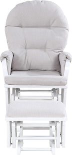 Glider Ottoman White,Woven Gray