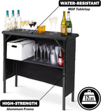 GoBar Portable Bar Table for Events - Black, 3 Skirts, or LED - Pop Up Mobile Bartending Station with Travel Carrying Case
