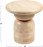 Creative Co-Op Round Mango Wood Accent Table with Stacked End Grain Base, Whitewashed Finish