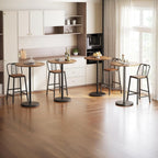 YATINEY Bar Table, Round Bar Table Set of 4, Counter Height Table, Pub Cocktail Table, Metal Frame, for Bistro, Dining Room, Living Room, Terrace, Rustic Brown and Black BT05L4BR