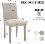 Joysoul Dining Chairs Set of 2, Upholstered Parsons Dining Chairs with Solid Wood Legs, Thickened Cushion & Ergonomic Back, Modern Fabric Kitchen Chairs for Dining Room, Living Room, Office