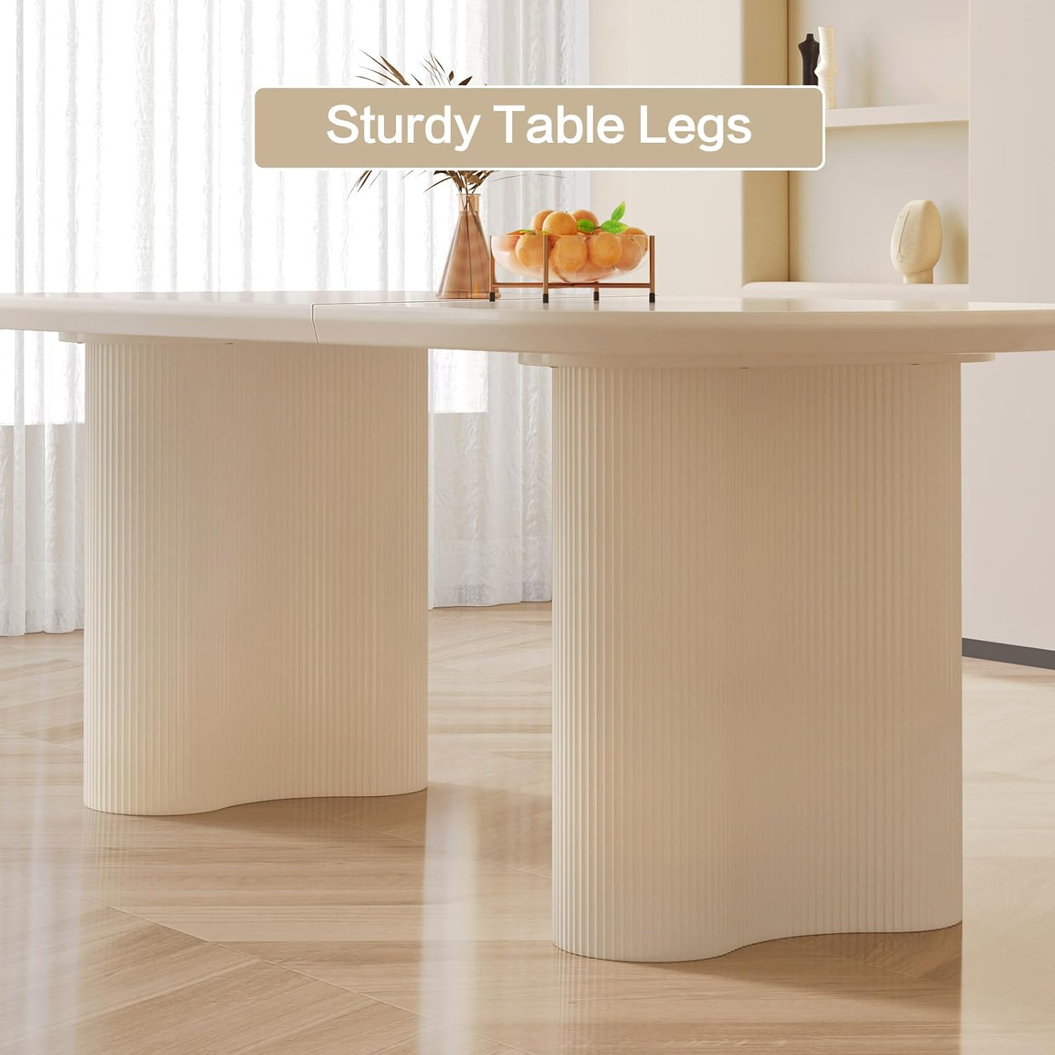 Modern Dining Table Set for 4, 55.11" L Oval Kitchen Table with 4 Dining Chairs for Dining Room, Kitchen, 5 Pieces Dining Set, White