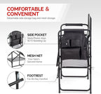 OmySalon Extra Tall 30'' Bar Height Directors Chair, Professional Portable Makeup Artist Folding Chair w/Side Table, Cup Holder, Side Storage Bag, Heavy Duty Iron Frame 300 lbs Capacity