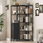 YATINEY Corner Bookshelf, 5-Tier L-Shaped Bookcase with 3 Fabric Drawers, Storage Display Shelf, Freestanding Tall Open Shelf, for Living Room, Bedroom, Home Office, Black SJ12BB