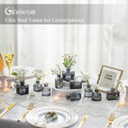 Glasseam Mini Bud Vases for Centerpieces: Clear Small Flower Vase Set of 20 Cute Tiny Glass Table Centerpieces Modern Wedding Birthday Party Baby Shower Dining Room Decoration Black Grey