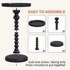 Yusong Round Side Table, Drink Table for Small Spaces, Mid-Century Accent End Table Nightstand Bedside Table for Living Room, Bedroom, Corners, and Office, Black