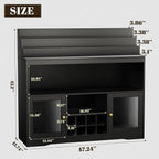 Loomie Wine Bar Cabinet with LED Lighted Liquor Bottle Display Shelf, Liquor Cabinet with Glass Holder, Coffee Bar for Liquor, Storage Buffet with Wine Racks, Wine Cabinet with Door (Black)