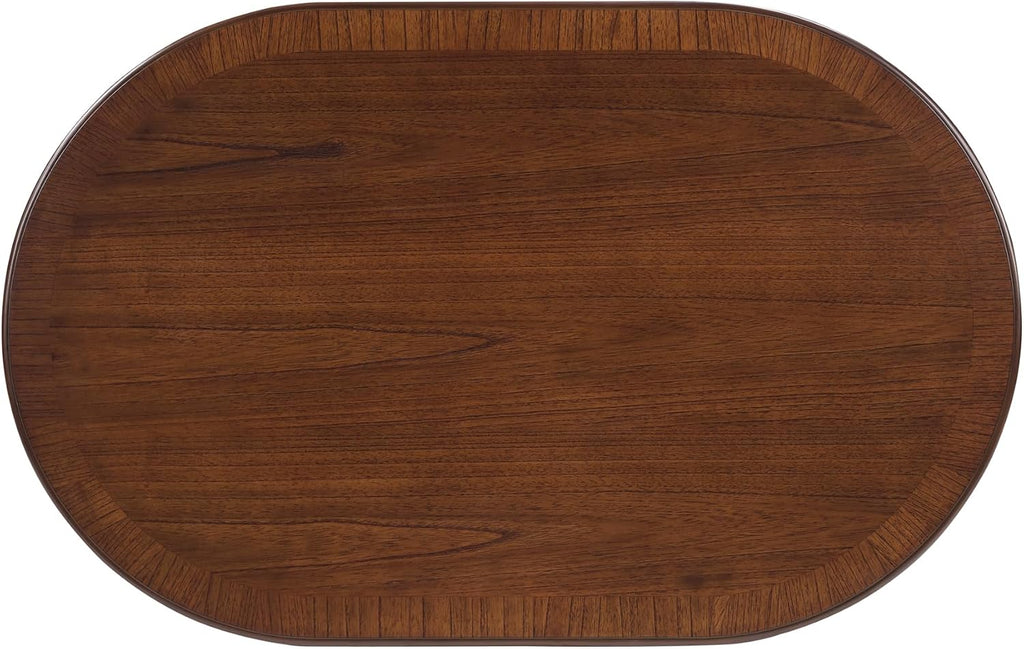 Retro Coffee Table Sets 3 s, Wood Living Room Table Set Include 44" Oval Coffee Table, Round End Table Set of 2, Walnut