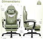 N-GEN GAMING Gaming Chair Video Game Computer Office Desk Use Ergonomic Reclining Backrest Adjustable Armrests Lumbar Support Footrest High Density Foam Breathable Fabric Heavy Duty Base (Green)