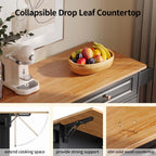 Aiho Kitchen Island Cart with Folding Drop Leaf, 52" Width Mobile Carts with Storage Cabinet, Rolling Kitchen Table with Spice Rack, Towel Rack, and Drawer, Black