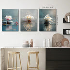 Calm Zen Lotus Stacked Stones Spa Wall Art, Modern Spiritual Lotus Blooming on Stones Artworks for Zen Office Serene Home Deco Meditation Rooms Yoga Studios and Zen Enthusiasts - Framed, 12"x16"x3
