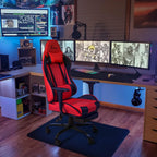 Furmax Office Chair Leather Desk Gaming Chair, High Back Ergonomic Adjustable Racing Chair,Task Swivel Executive Computer Chair Headrest and Lumbar Support (Red)
