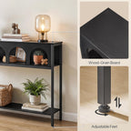 HOOBRO Narrow Console Table, Entryway Table with 3-Tier Storage, Sofa Table, Behind Couch Table with Arched Design for Living Room, Entrance, Hallway, Black BB106XG01