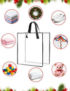 HFKPJRT 10 Pack Wreath Storage Bag, 26" 90 L Garland Container, Wreath Bags for Halloween Christmas Decorations, Large Clear Moving Bags with Handle, Under The Bed Storage for Bedding, Clothing, Toys