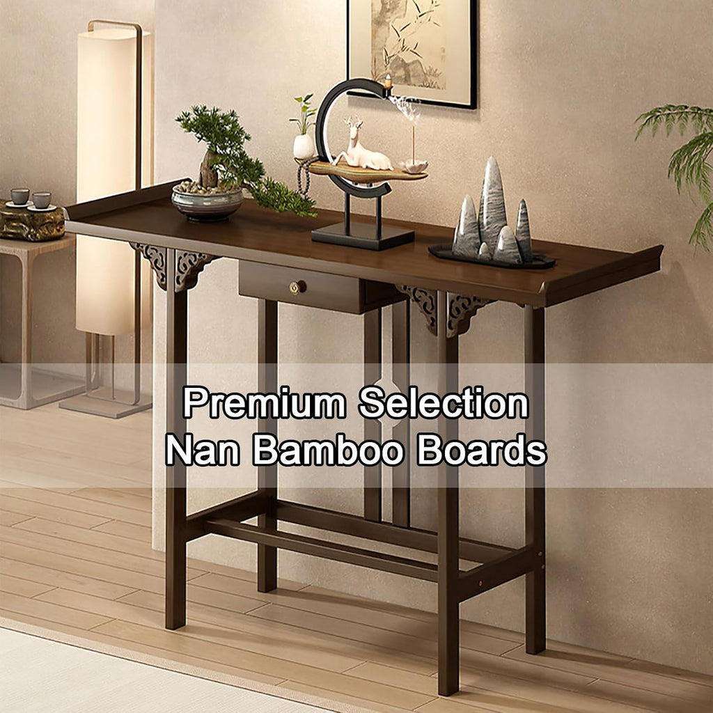 Altar Table Buddha Altar Table with Storage Drawer for Home Retro Chinese Style Altar Shel ffor Incense and Pray for Living Room, Study Room 80cm/31.4in