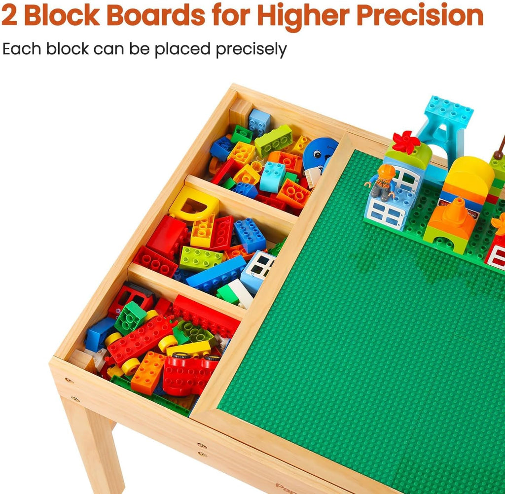 Papablic 2 in 1 Kid Activity Table with Large Storage for Older Kids Compatible with Lego Building Block for Boys Girls Birthday Day Gift