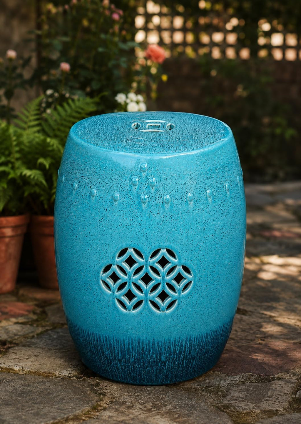 Bestargot Ceramic Drum Stool, Kiln-Turned Round Guzheng Stool, Shoe-Changing Stool, Dressing Bench, Garden Decoration Chair.