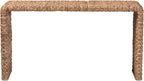 Bali & pari Alda Handwoven Seagrass Console Table - Rustic Wicker Waterfall Accent Table for Living Room, Hallway, or Entryway, Natural Brown
