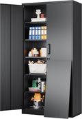 SISESOL Wide & Deep Metal Storage Cabinet with 2 Doors and 6 Shelves,72x36x18 Garage Storage Cabinet,Tall Black Locking Metal Cabinets with Lock,Steel Locked Cabinets for Home,Office,Garage,School