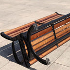 Patio Benches for Outdoors Park Chair Outdoor Bench Courtyard Double Backrest Plastic Wood Leisure Seat Iron Art Garden Benches for Outdoors