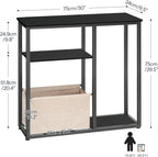 HOOBRO Narrow Console Table with Storage Basket, 29.5" Small Entryway Table with 3-Tier Storage Shelves, Behind Couch Sofa Table, Hallway Table for Living Room, Black and Beige BB60XG01