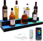 LED Lighted Liquor Bottle Display Shelf, 2 Tiers 30 Inch Bar Bottle Display Shelf with Remote and App Control for Home Bar Party Whiskey Wine Coffee Syrup Water Bottles Display