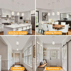 TOULMJ Brushed Nickel Pendant Light Kitchen Island, Modern Hammered Glass Kitchen Lighting Over Island Hanging Bathroom Light Fixtures Adjustable for Hallway Entryway Dining Room