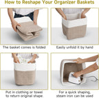 3Pack Cube Storage Bins,Square Storage Baskets for Christmas Decorative,Foldable Trunk organizer for Car,11Inch Durable Cotton Rope Woven Storage Basket for Organizing-Brown Basket for Shelves,Camping