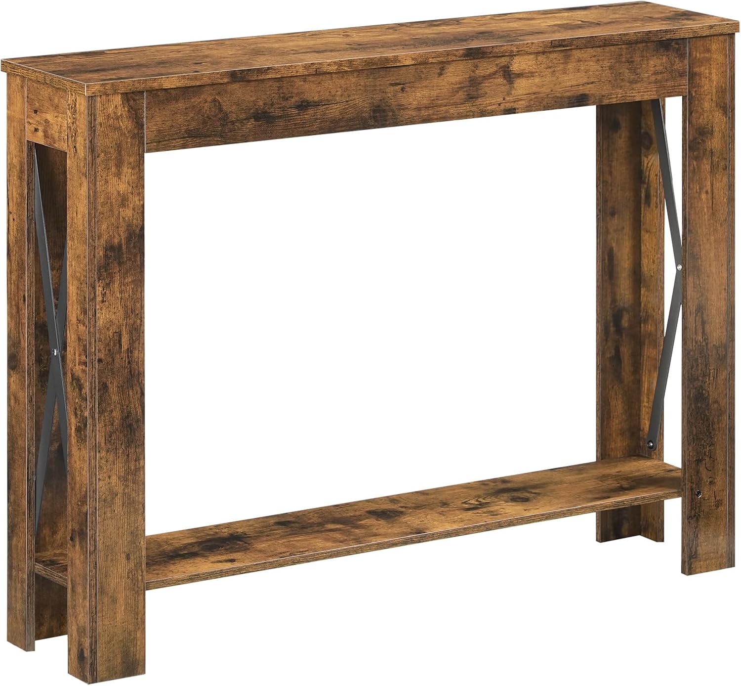 YATINEY Farmhouse Console Table, 39.4'' Small Narrow Entryway Table, Wood Couch Table Behind Sofa with Storage Shelf, Slim Farmhouse Hallway Table for Living Room, Hallway, Foyer, Rustic Brown CT34RR