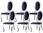 Henf Modern Luxury Dining Chairs Set of 6, Leatherette Upholstered Kitchen Dining Chair with Silver Stainless Steel Frame, High-Back Armless Side Chair for Dining Kitchen Room (Black)