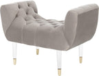Safavieh Home Collection Eugenie Pale Taupe and Gold Tufted Velvet Acrylic Bench