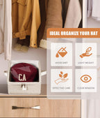 Livelab Hat Organizer for Baseball Caps, Hat Storage Holder Container for Closet Hold Up to 12 Caps with Clear Window, Hat Boxes for Home Storage | 2Pcs Beige