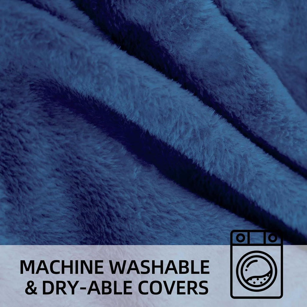 Bean Bag Chair 3Ft, Memory Foam Filled, Large Beanbag Chairs for Adults and Teens, Soft Sofa with Removable Flannel Cover, Round Couch for Living Room Bedroom College Dorm (Blue, 3FT-36×36"×24")