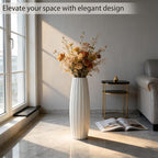Large Floor Ceramic Vase 17.7 Inches Tall,White Modern Flower Tall Vases for Office, Home,Farmhouse,Living Room Décor,Simple Origami Design Fall Decorative Porcelain Flower Arrangement Vase Ideal Gift