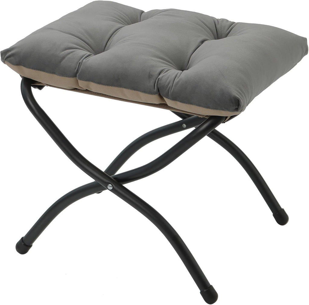 15"(H) Folding Ottoman, Foldable Footrest Stool, Portable Small Foot Stool for Couch, Collapsible Foot Rest Ottoman for Sofa, Accent Padded Ottomans for Living Room, Bedroom, Dark Grey