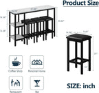HUGROVE 4-Piece Counter Height Table with 3 PU Upholstered Bar Stools, 57.08" Faux Marble Table Top with Storage, Modern Bar Table and Chairs Set for Kitchen, Living Room, Small Space, Pub (Charcoal)