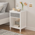 Kids Nightstand with One Drawer Modern Kids Bedside Table with Open Storage Shelf Wood End Side Table Toddler Nightstand for Bedroom Living Room (Grey)